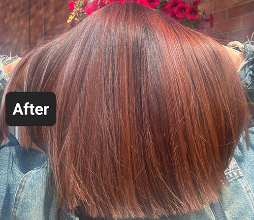 Experienced hairdresser Lynn performing precision haircut in Thatcham salon